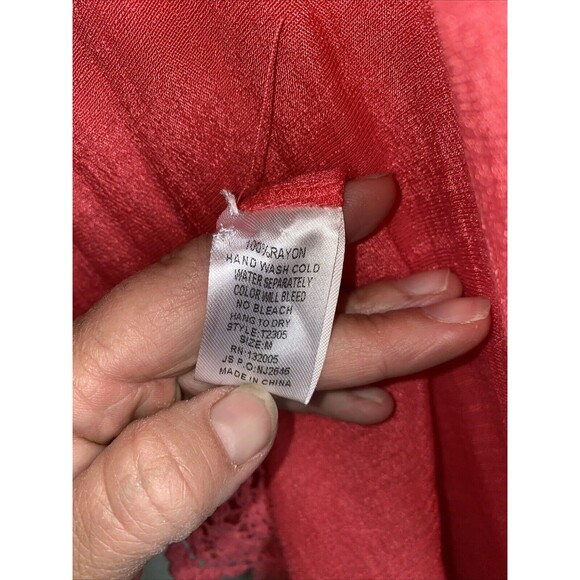 Entro Embroidered Crochet Tunic Ruffle Lace Tank Top Womens M Pink Hippie Boho - Picture 11 of 11